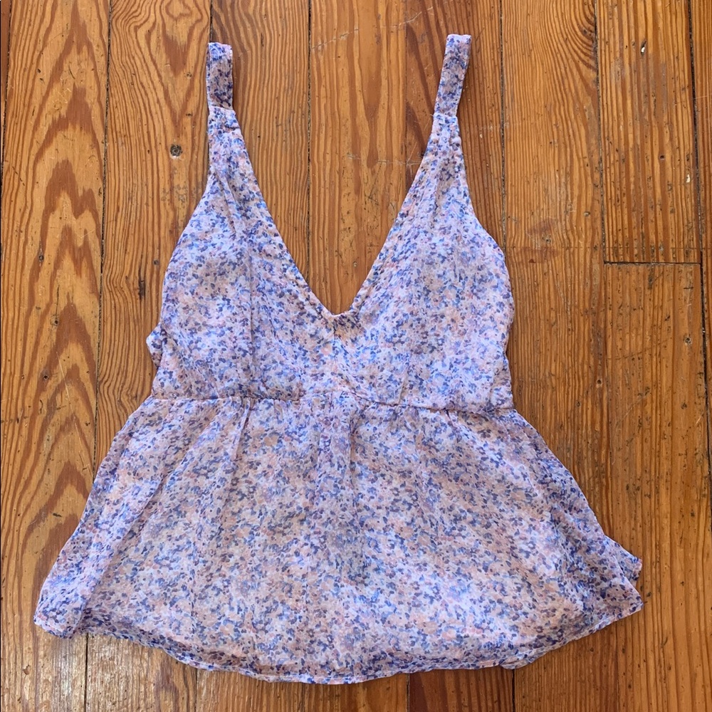 Abercrombie Floral Print Chiffon Tie Back Babydoll Cami